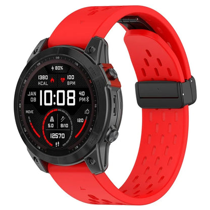 KALEBOL KLB-DDGJ-001 For Garmin Fenix 7S / 7S Pro QuickFit 20mm Silicone Band Magnetic Folding Buckle Watch Strap
