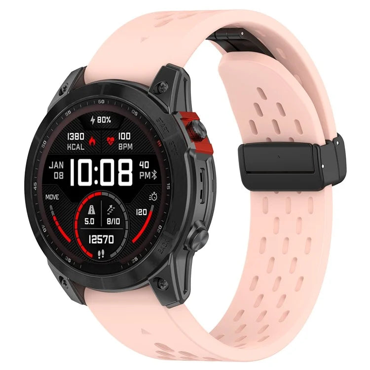 KALEBOL KLB-DDGJ-001 For Garmin Fenix 7S / 7S Pro QuickFit 20mm Silicone Band Magnetic Folding Buckle Watch Strap