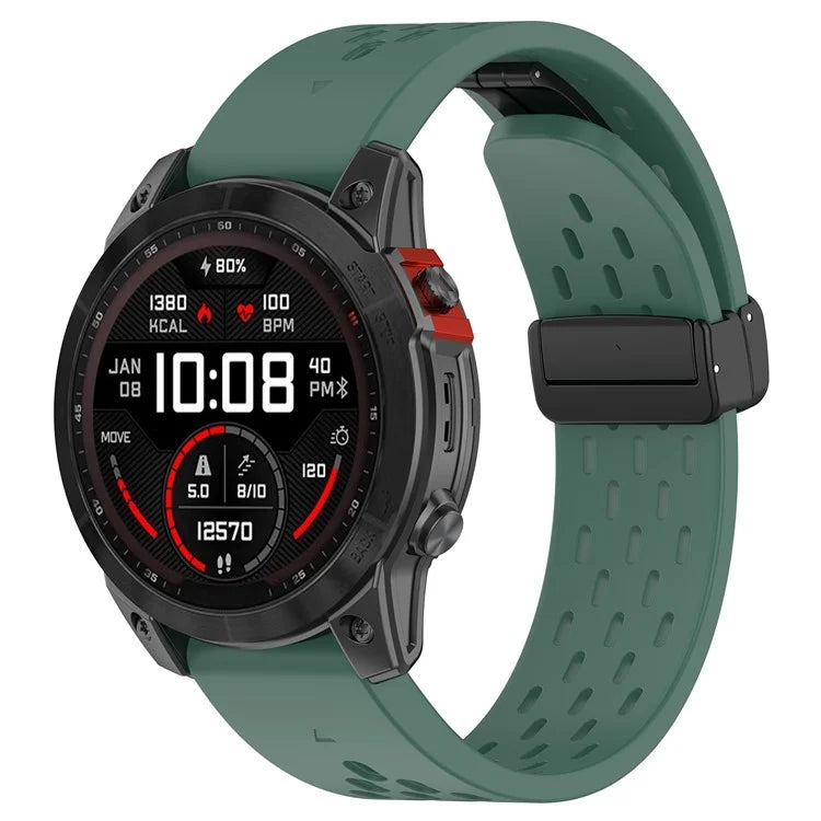 KALEBOL KLB-DDGJ-001 For Garmin Fenix 7S / 7S Pro QuickFit 20mm Silicone Band Magnetic Folding Buckle Watch Strap