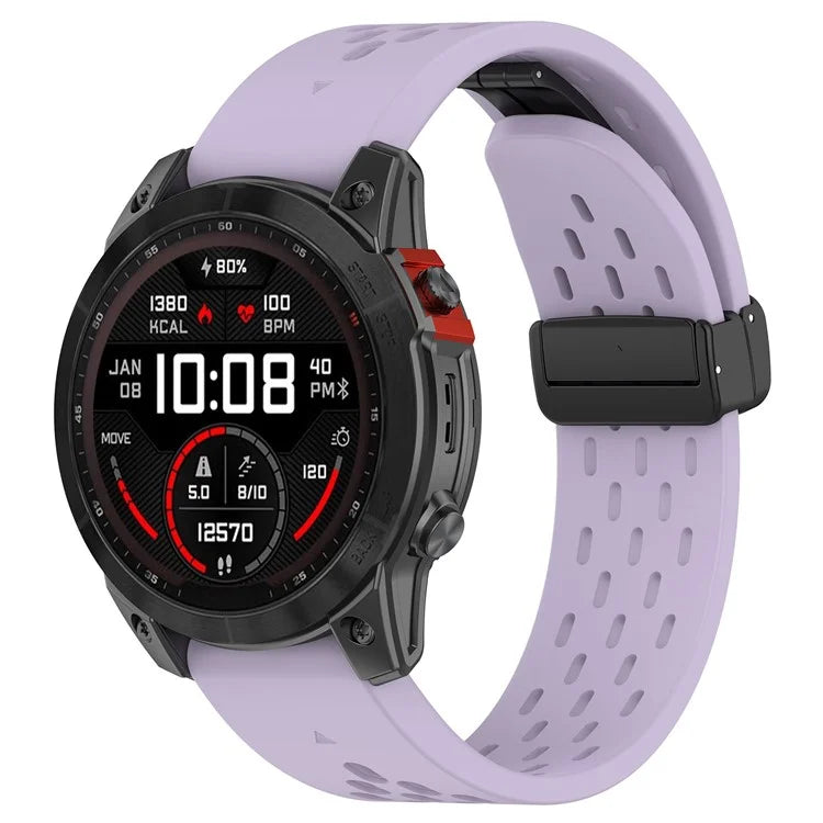 KALEBOL KLB-DDGJ-001 For Garmin Fenix 7S / 7S Pro QuickFit 20mm Silicone Band Magnetic Folding Buckle Watch Strap