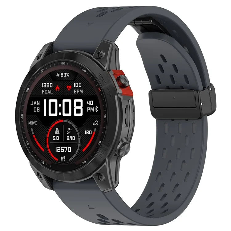 KALEBOL KLB-DDGJ-001 For Garmin Fenix 7S / 7S Pro QuickFit 20mm Silicone Band Magnetic Folding Buckle Watch Strap