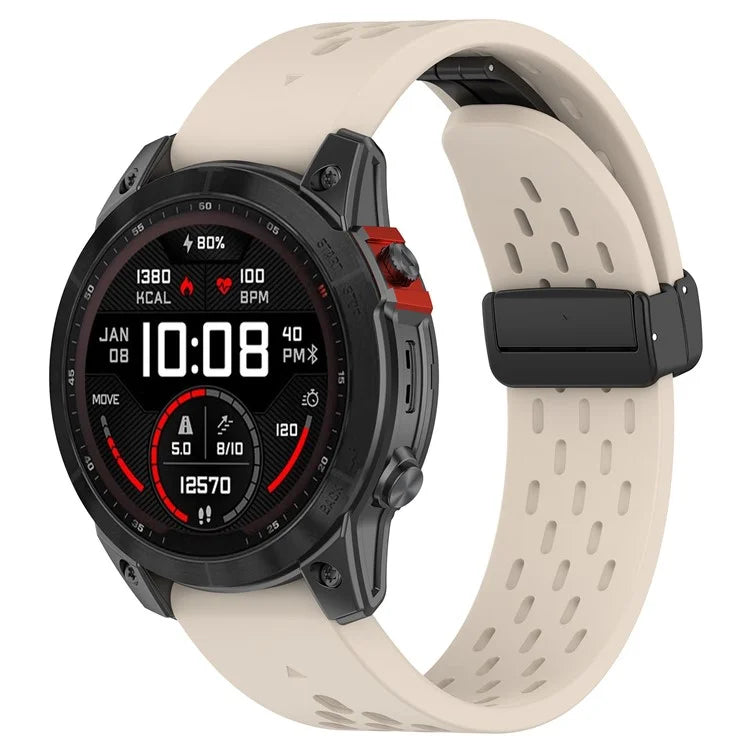KALEBOL KLB-DDGJ-001 For Garmin Fenix 7 / 7 Pro QuickFit 22mm Silicone Watch Band with Magnetic Folding Buckle