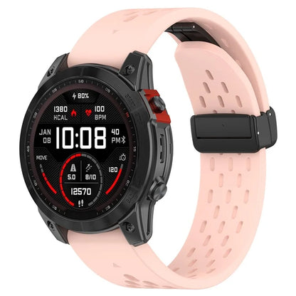 KALEBOL KLB-DDGJ-001 For Garmin Fenix 7X / 7X Pro Watch Band QuickFit 26mm Silicone Strap Magnetic Folding Buckle