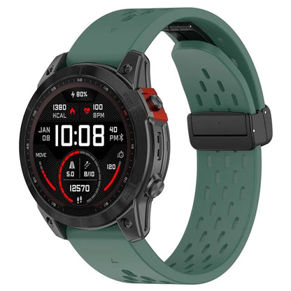 KALEBOL KLB-DDGJ-001 For Garmin Fenix 7X / 7X Pro Watch Band QuickFit 26mm Silicone Strap Magnetic Folding Buckle