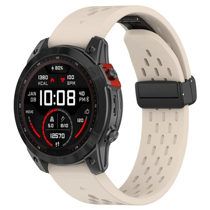 KALEBOL KLB-DDGJ-001 For Garmin Fenix 7X / 7X Pro Watch Band QuickFit 26mm Silicone Strap Magnetic Folding Buckle