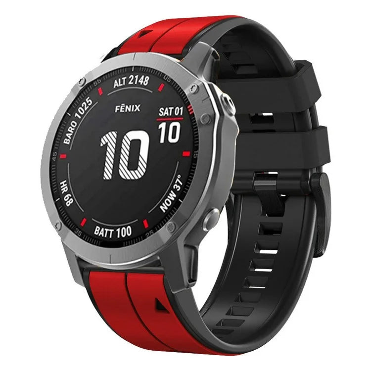 KALEBOL KLB-ZWGJ-001 For Garmin Fenix 7 / 7 Pro Silicone Watch Band QuickFit 22mm Dual Color Strap