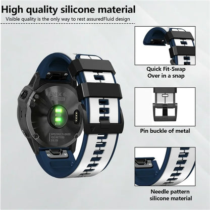 KALEBOL KLB-ZWGJ-001 For Garmin Fenix 7 / 7 Pro Silicone Watch Band QuickFit 22mm Dual Color Strap