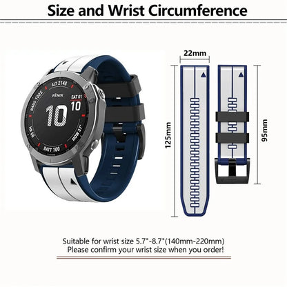 KALEBOL KLB-ZWGJ-001 For Garmin Fenix 7 / 7 Pro Silicone Watch Band QuickFit 22mm Dual Color Strap