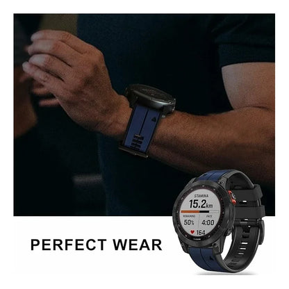 KALEBOL KLB-ZWGJ-001 For Garmin Fenix 7 / 7 Pro Silicone Watch Band QuickFit 22mm Dual Color Strap
