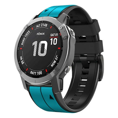 KALEBOL KLB-ZWGJ-001 For Garmin Fenix 7 / 7 Pro Silicone Watch Band QuickFit 22mm Dual Color Strap