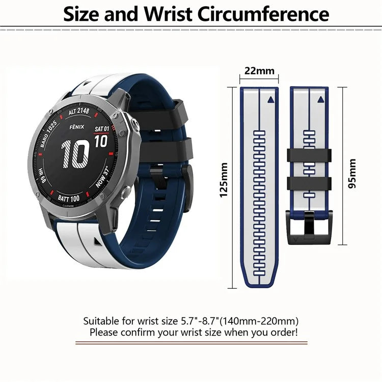 KALEBOL KLB-ZWGJ-001 For Garmin Fenix 7 / 7 Pro Silicone Watch Band QuickFit 22mm Dual Color Strap