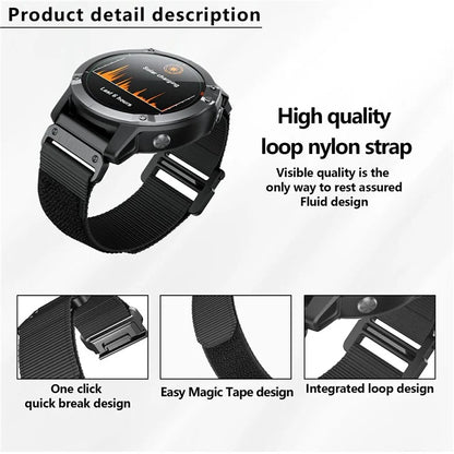KALEBOL KLB-MSTNL-001 For Garmin Fenix 7X / 7X Pro Watch Band QuickFit 26mm Nylon Loop Strap