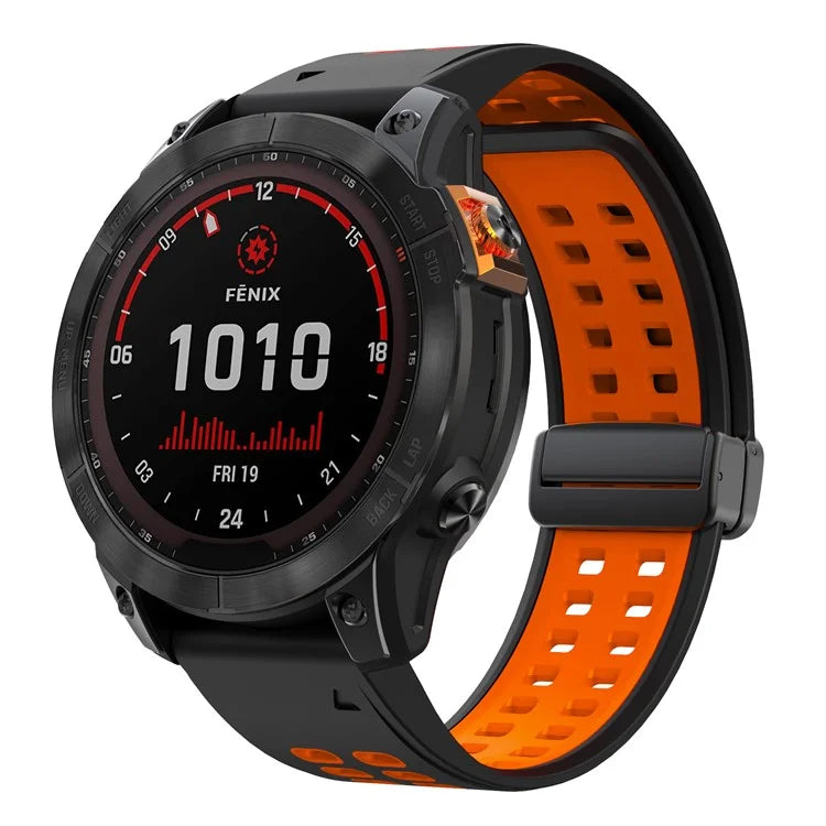 KALEBOL KLB-SSGJ-003 For Garmin Fenix 7X / 7X Pro Watch Band QuickFit 26mm Magnetic Buckle Silicone Band