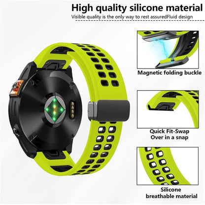 KALEBOL KLB-SSGJ-003 For Garmin Fenix 7X / 7X Pro Watch Band QuickFit 26mm Magnetic Buckle Silicone Band