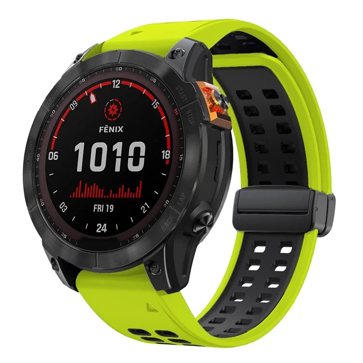 KALEBOL KLB-SSGJ-003 For Garmin Fenix 7X / 7X Pro Watch Band QuickFit 26mm Magnetic Buckle Silicone Band