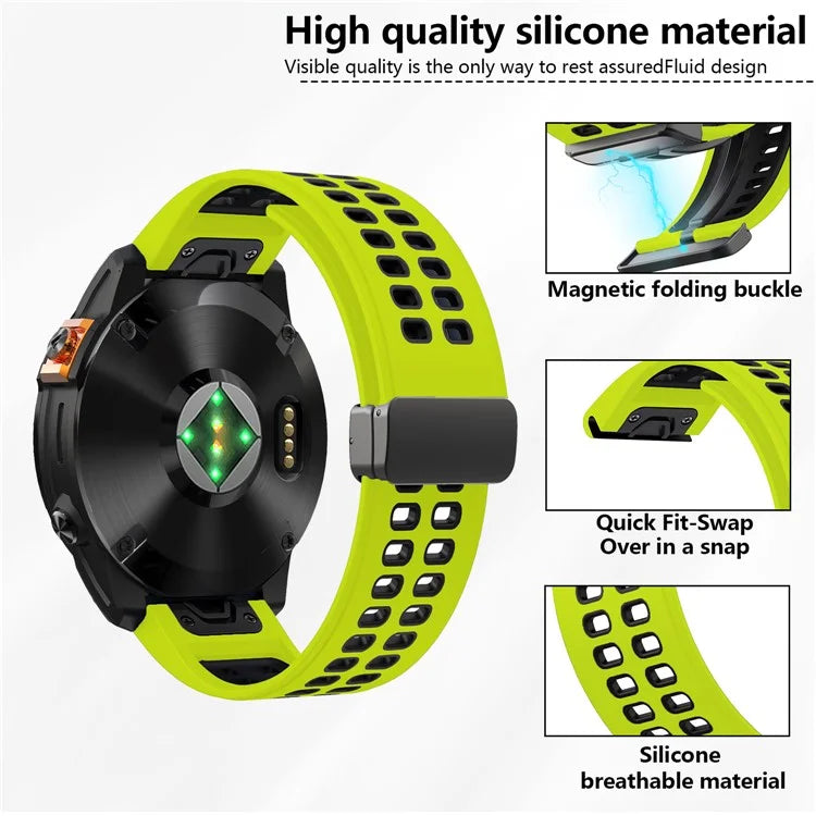 KALEBOL KLB-SSGJ-003 For Garmin Fenix 7X / 7X Pro Watch Band QuickFit 26mm Magnetic Buckle Silicone Band