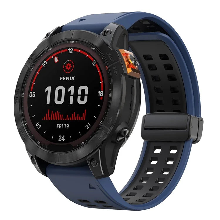 KALEBOL KLB-SSGJ-003 For Garmin Fenix 7X / 7X Pro Watch Band QuickFit 26mm Magnetic Buckle Silicone Band