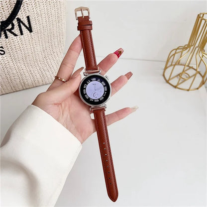For Samsung Galaxy Watch6 Classic 43mm 47mm / Garmin Venu Leather Band 20mm Watch Strap dish Brown
