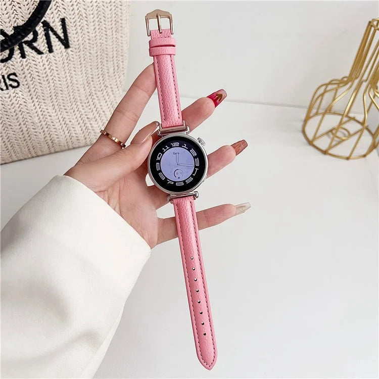 For Samsung Galaxy Watch3 45mm / Huawei Watch GT 4 46mm Strap 22mm PU Leather Watch Band