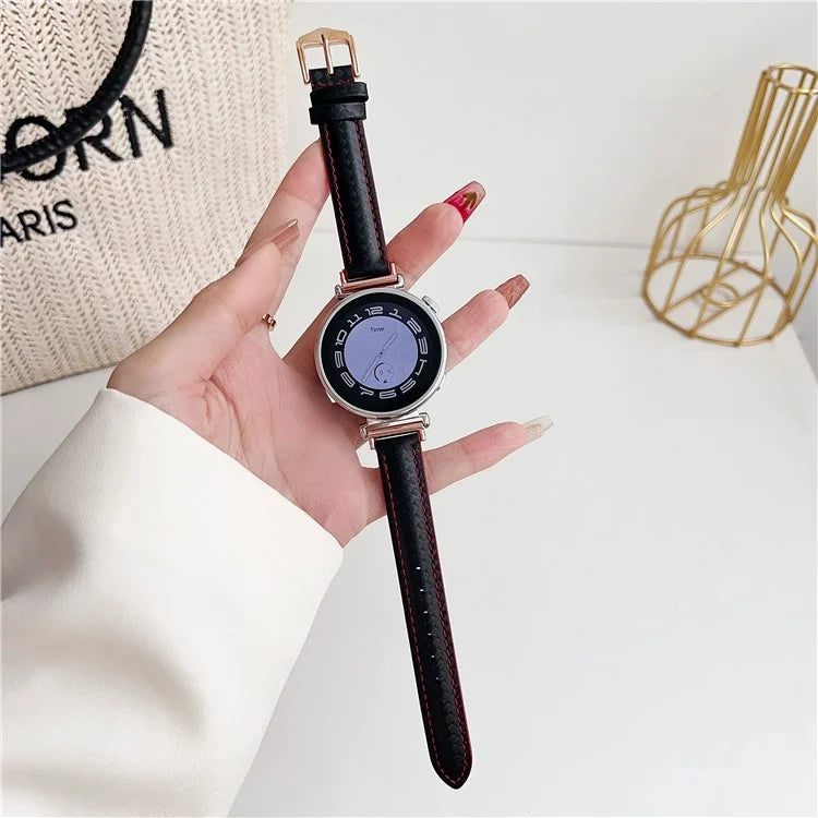 For Samsung Galaxy Watch3 45mm / Huawei Watch GT 4 46mm Strap 22mm PU Leather Watch Band