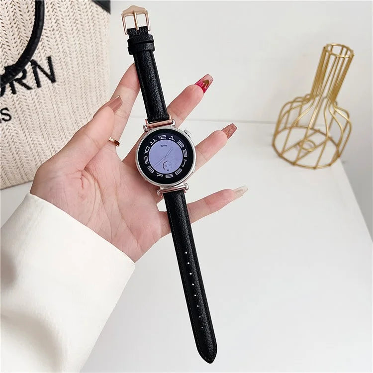 For Samsung Galaxy Watch3 45mm / Huawei Watch GT 4 46mm Strap 22mm PU Leather Watch Band
