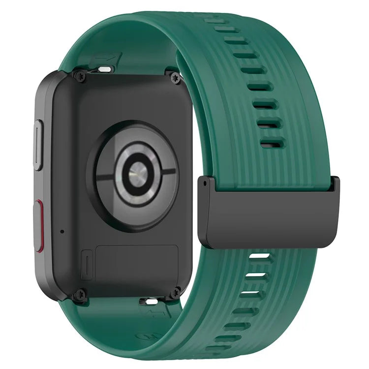 For Huawei Watch D Adjustable Silicone+Metal Watch Strap Flexible Wrist Band with Buckleish Green