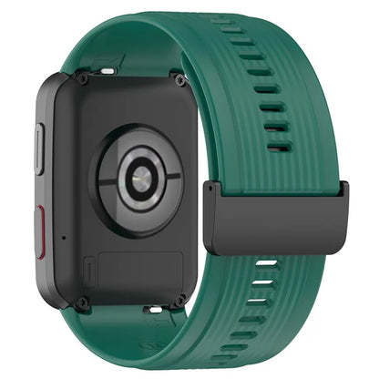 For Huawei Watch D Adjustable Silicone+Metal Watch Strap Flexible Wrist Band with Buckleish Green