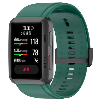 For Huawei Watch D Adjustable Silicone+Metal Watch Strap Flexible Wrist Band with Buckleish Green