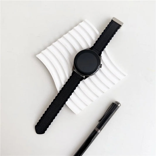 For Samsung Galaxy Watch6 Classic 47mm / 43mm Watch Strap 20mm Leather+Silicone Magnetic Watch Band