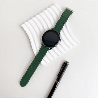For Samsung Galaxy Watch6 Classic 47mm / 43mm Watch Strap 20mm Leather+Silicone Magnetic Watch Band