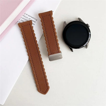 For Samsung Galaxy Watch3 45mm / Huawei Watch GT 4 46mm Magnetic Watch Band 22mm Leather+Silicone Wrist Strap