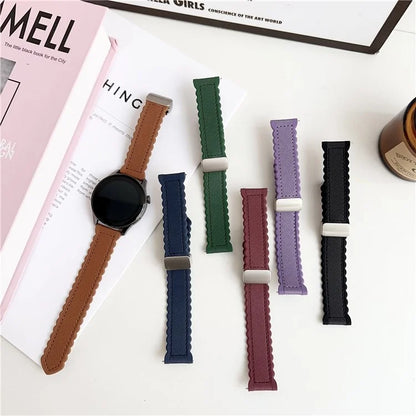 For Samsung Galaxy Watch3 45mm / Huawei Watch GT 4 46mm Magnetic Watch Band 22mm Leather+Silicone Wrist Strap