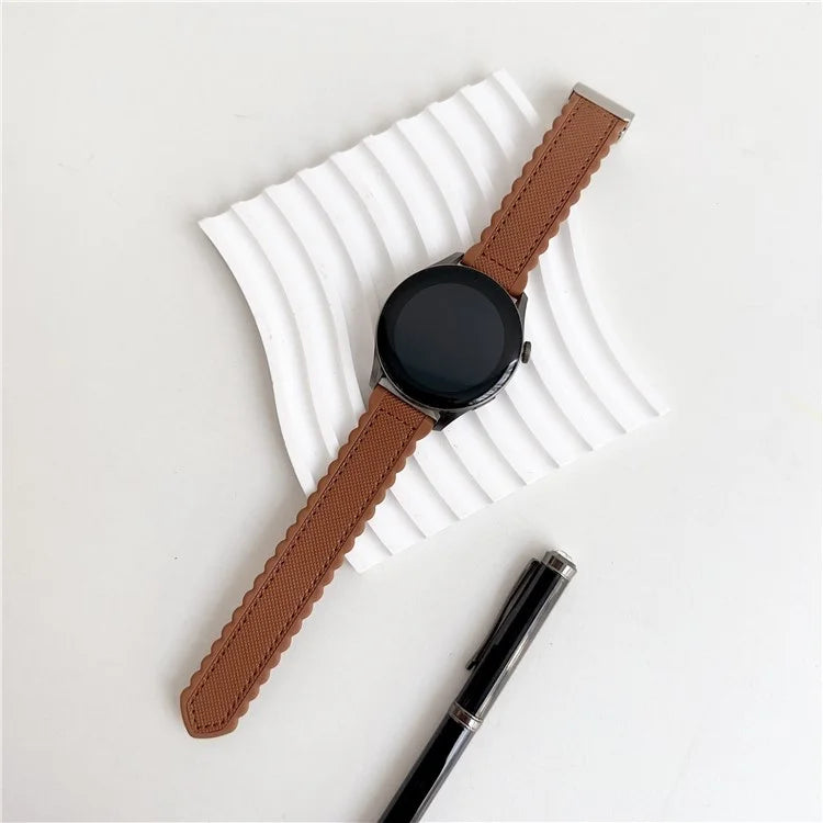 For Samsung Galaxy Watch3 45mm / Huawei Watch GT 4 46mm Magnetic Watch Band 22mm Leather+Silicone Wrist Strap
