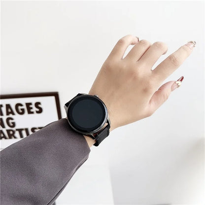 For Samsung Galaxy Watch3 45mm / Huawei Watch GT 4 46mm Magnetic Watch Band 22mm Leather+Silicone Wrist Strap