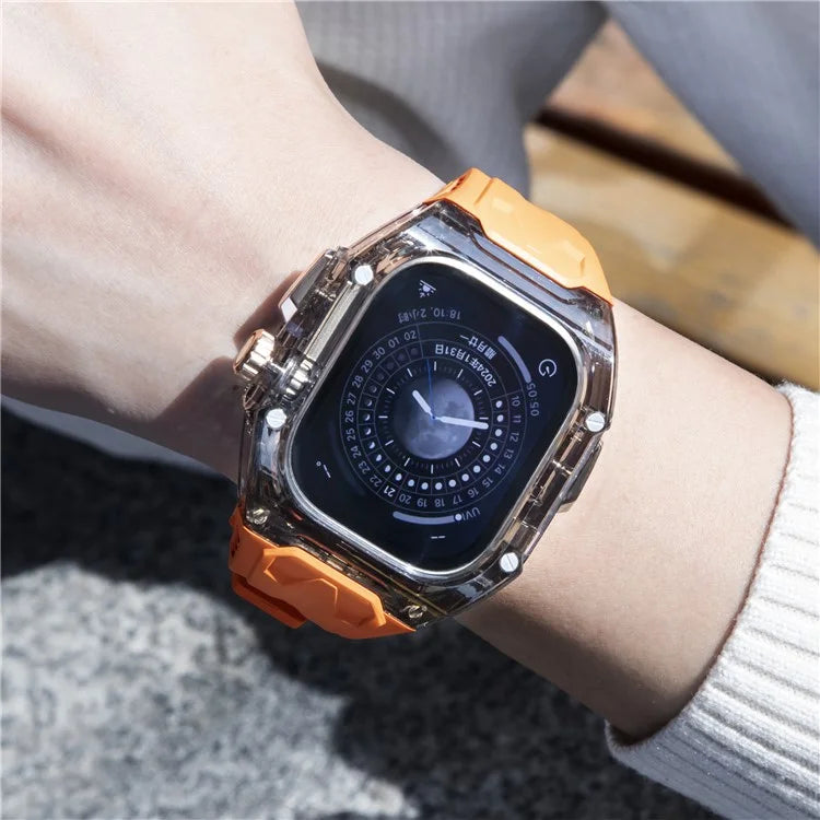 For Apple Watch Series 9 8 7 45mm / 6 5 4 SE (2023) SE (2022) SE 44mm TPU Watch Bands with Hard PC Case
