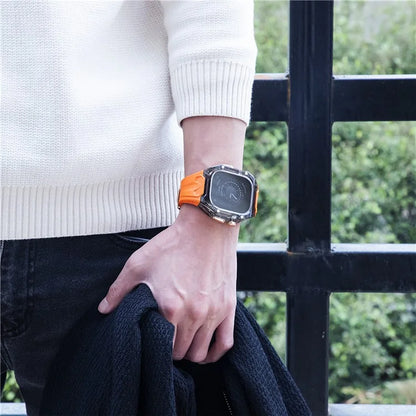 For Apple Watch Series 9 8 7 45mm / 6 5 4 SE (2023) SE (2022) SE 44mm TPU Watch Bands with Hard PC Case