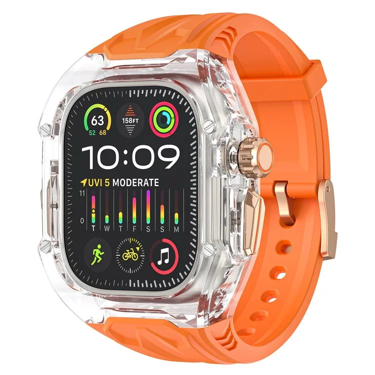 For Apple Watch Series 9 8 7 45mm / 6 5 4 SE (2023) SE (2022) SE 44mm TPU Watch Bands with Hard PC Case