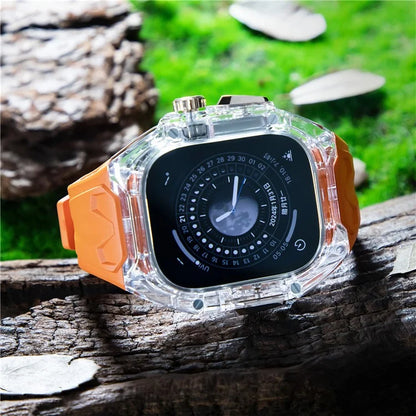 For Apple Watch Series 9 8 7 45mm / 6 5 4 SE (2023) SE (2022) SE 44mm TPU Watch Bands with Hard PC Case