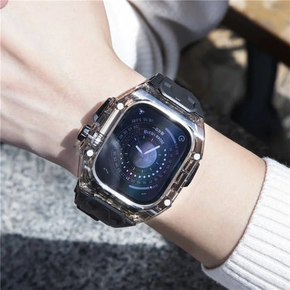 For Apple Watch Series 9 8 7 45mm / 6 5 4 SE (2023) SE (2022) SE 44mm TPU Watch Bands with Hard PC Case