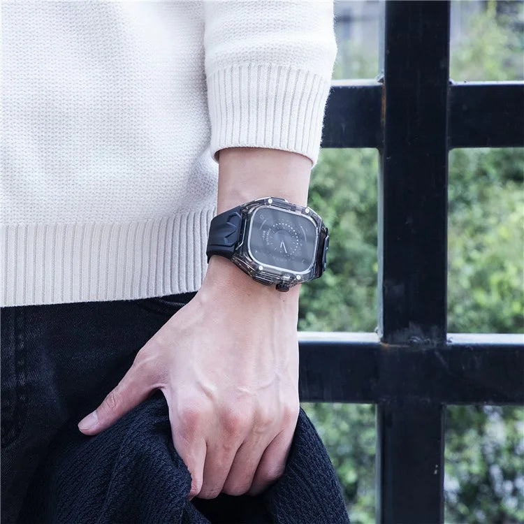 For Apple Watch Series 9 8 7 45mm / 6 5 4 SE (2023) SE (2022) SE 44mm TPU Watch Bands with Hard PC Case