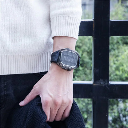 For Apple Watch Series 9 8 7 45mm / 6 5 4 SE (2023) SE (2022) SE 44mm TPU Watch Bands with Hard PC Case
