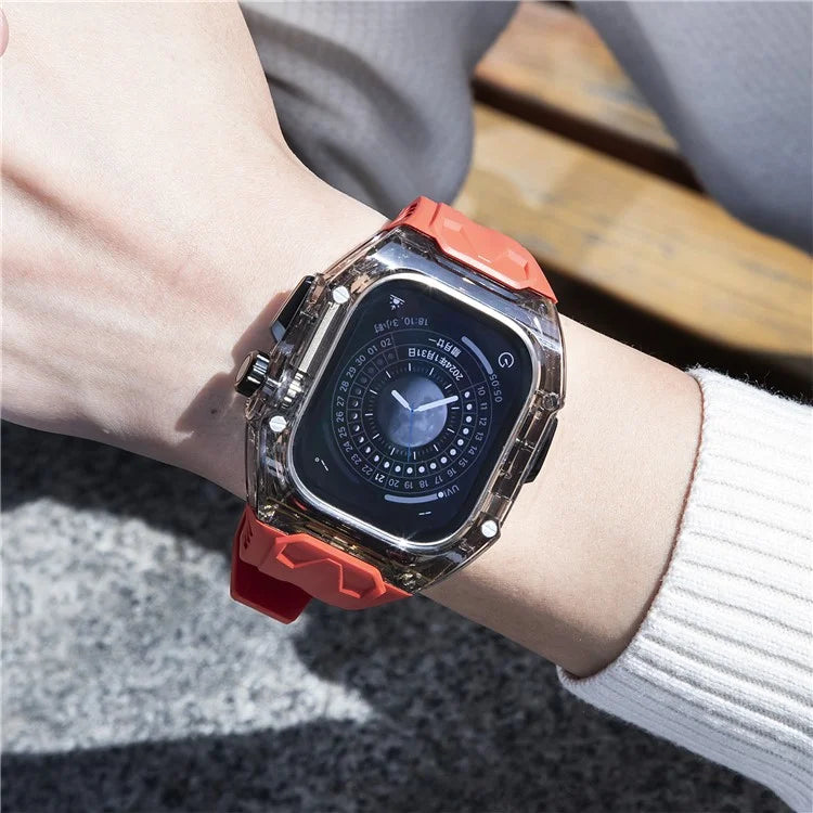 For Apple Watch Series 9 8 7 45mm / 6 5 4 SE (2023) SE (2022) SE 44mm TPU Watch Bands with Hard PC Case