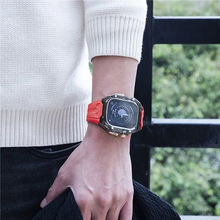 For Apple Watch Series 9 8 7 45mm / 6 5 4 SE (2023) SE (2022) SE 44mm TPU Watch Bands with Hard PC Case
