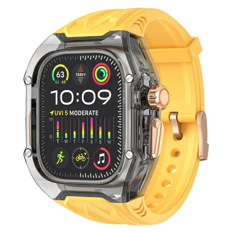 For Apple Watch Series 9 8 7 45mm / 6 5 4 SE (2023) SE (2022) SE 44mm TPU Watch Bands with Hard PC Case