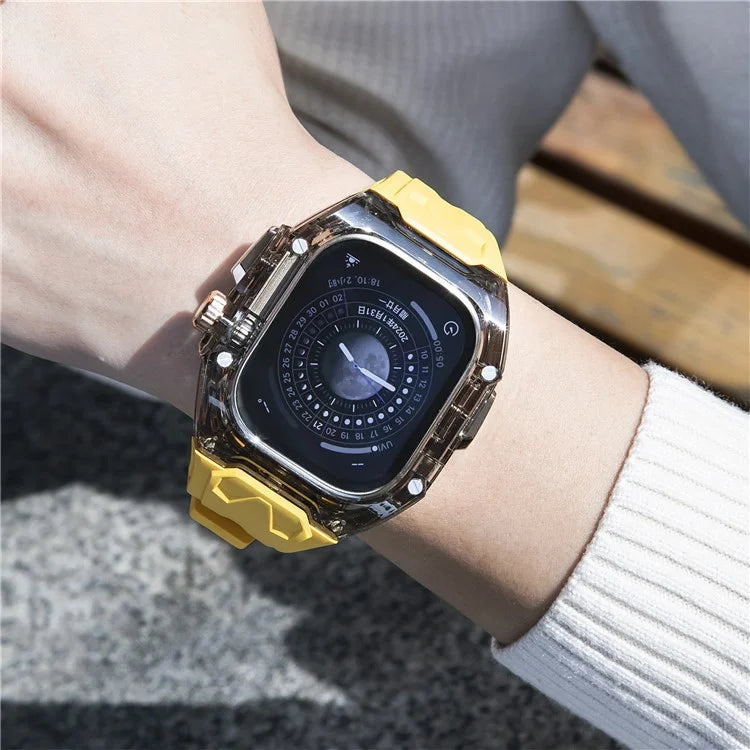 For Apple Watch Series 9 8 7 45mm / 6 5 4 SE (2023) SE (2022) SE 44mm TPU Watch Bands with Hard PC Case