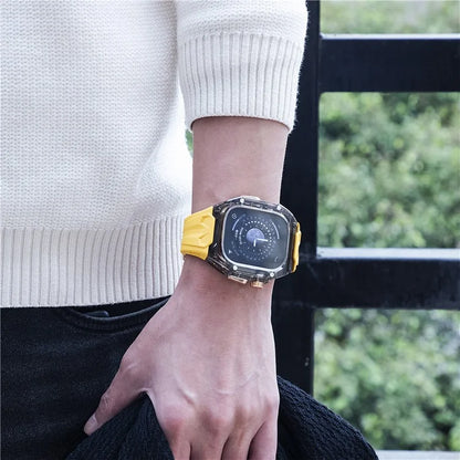 For Apple Watch Series 9 8 7 45mm / 6 5 4 SE (2023) SE (2022) SE 44mm TPU Watch Bands with Hard PC Case