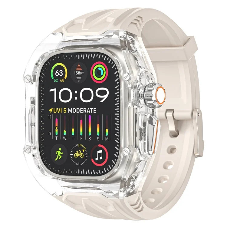 For Apple Watch Series 9 8 7 45mm / 6 5 4 SE (2023) SE (2022) SE 44mm TPU Watch Bands with Hard PC Case