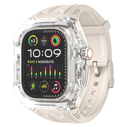 For Apple Watch Series 9 8 7 45mm / 6 5 4 SE (2023) SE (2022) SE 44mm TPU Watch Bands with Hard PC Case
