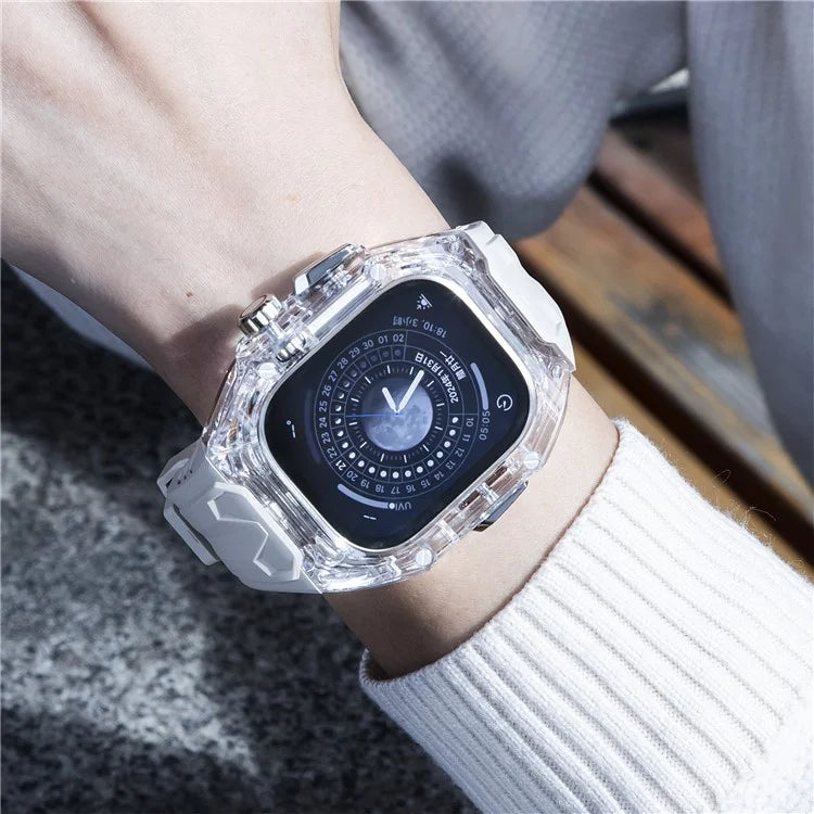 For Apple Watch Series 9 8 7 45mm / 6 5 4 SE (2023) SE (2022) SE 44mm TPU Watch Bands with Hard PC Case
