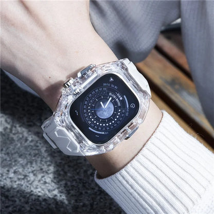 For Apple Watch Series 9 8 7 45mm / 6 5 4 SE (2023) SE (2022) SE 44mm TPU Watch Bands with Hard PC Case